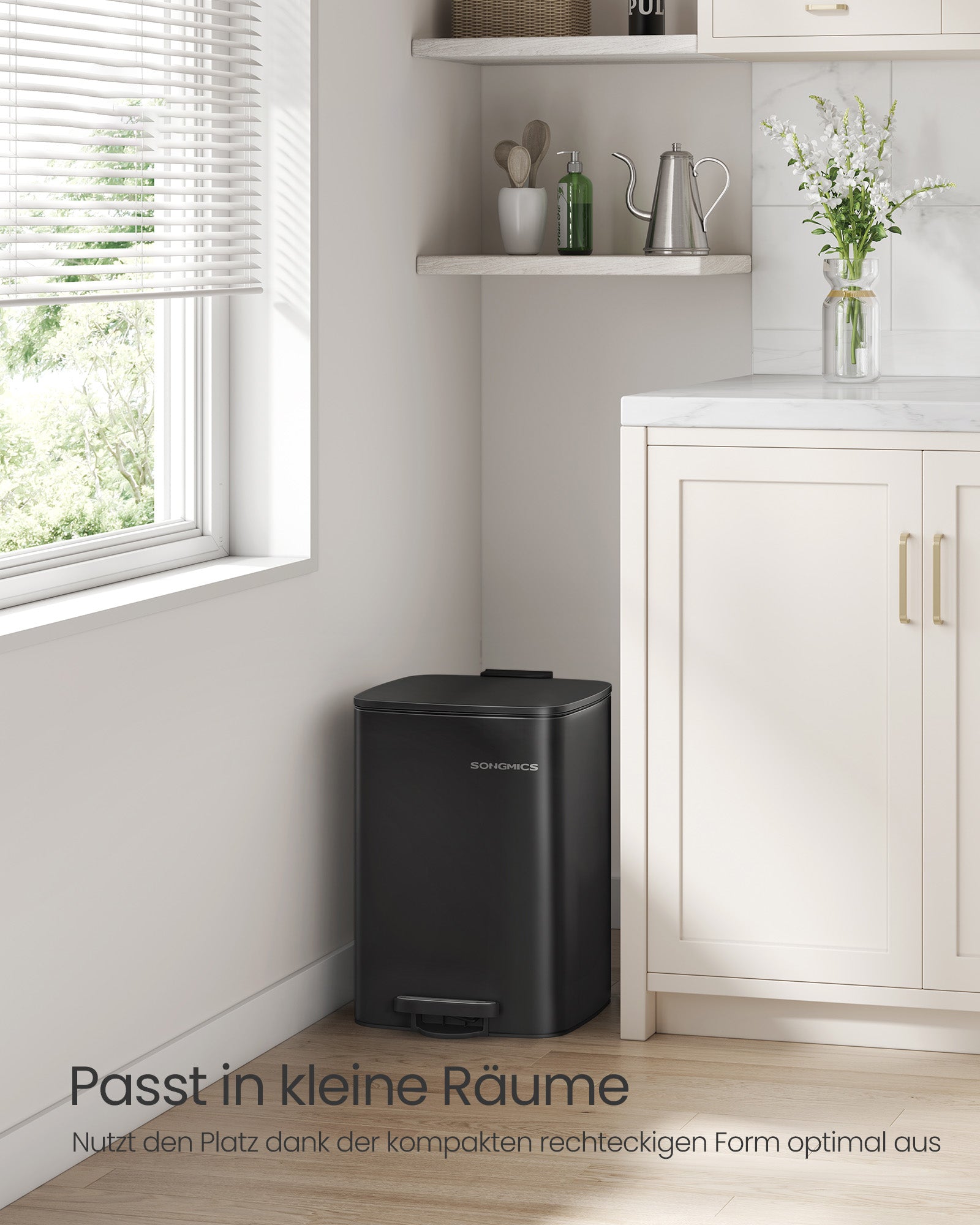 soptunna 20 liter – bläcksvart stål – modern design