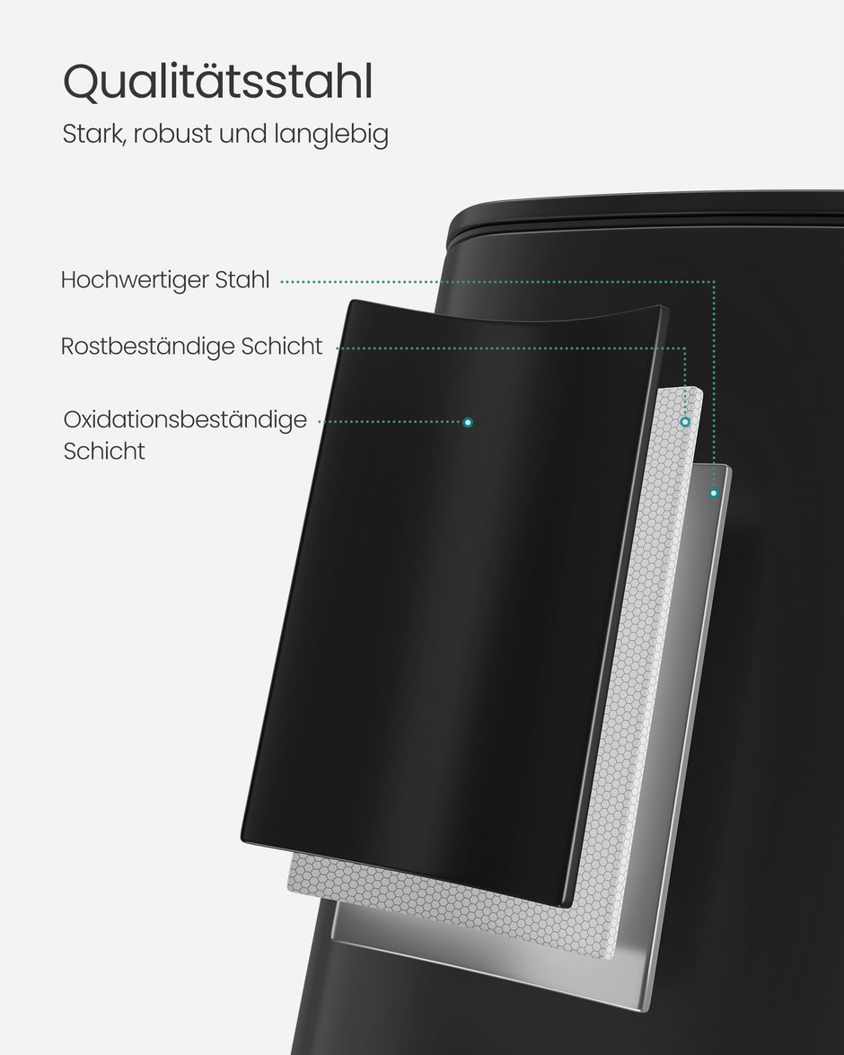 soptunna 20 liter – bläcksvart stål – modern design
