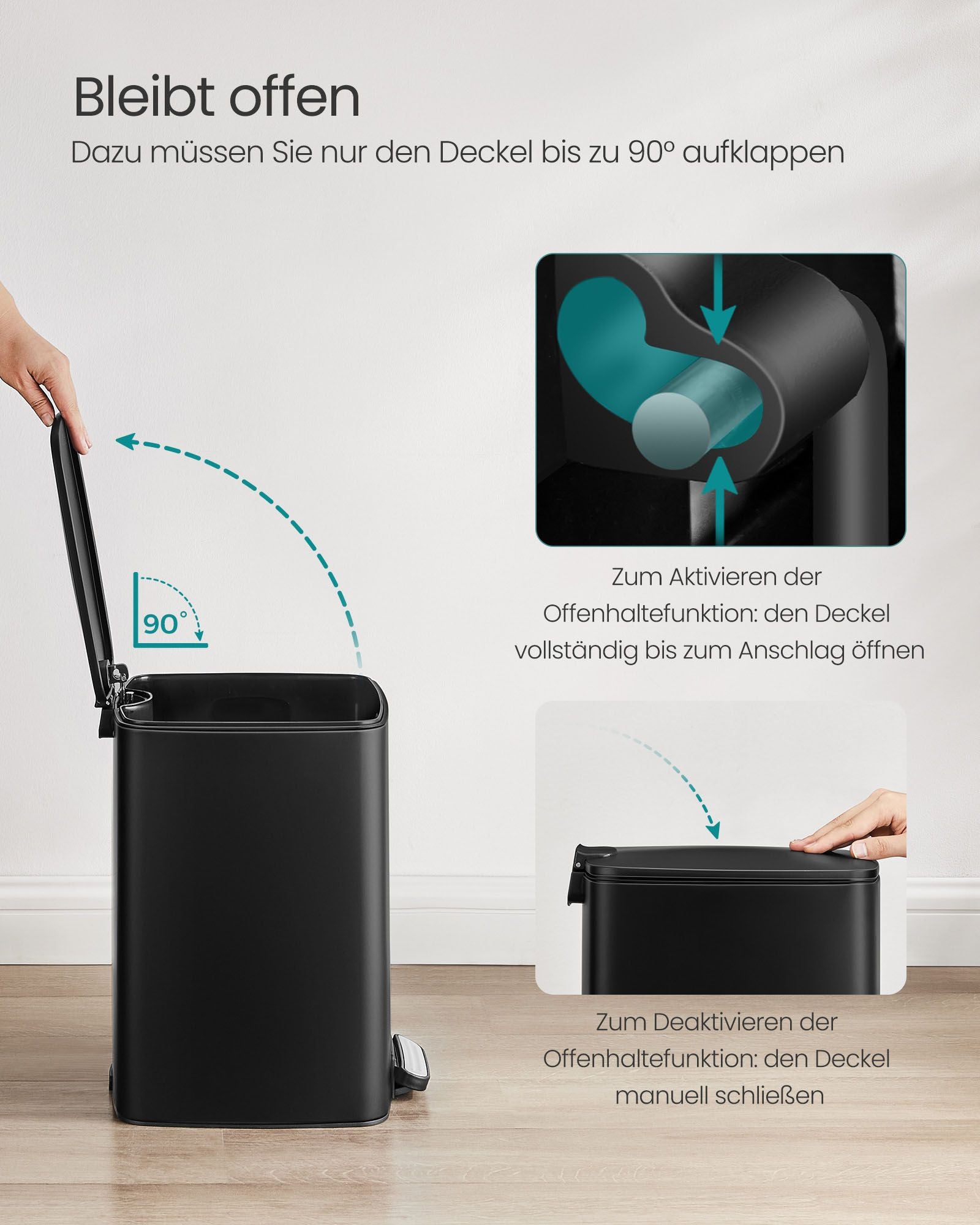 soptunna 20 liter – bläcksvart stål – modern design