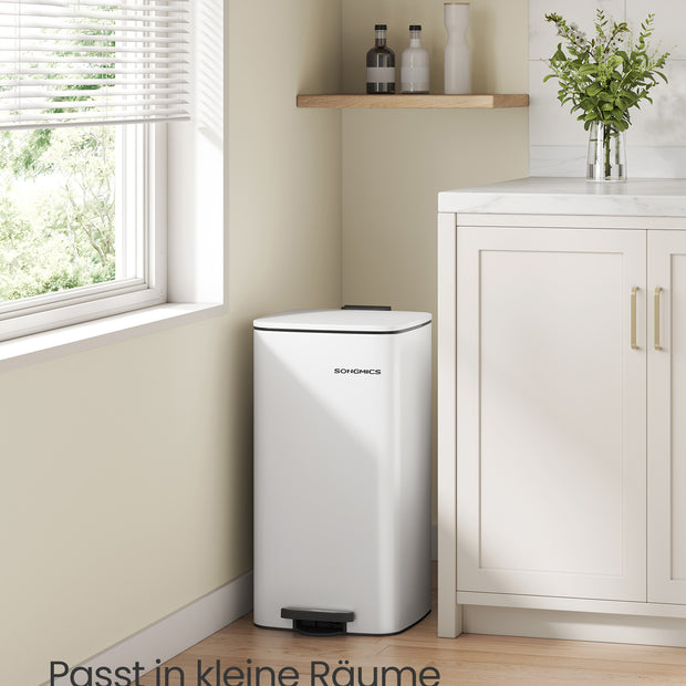 Soptunna 30 liter - Snyggt stål - Molnvit