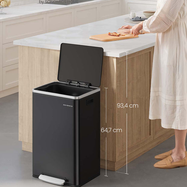 Återvinn bin 50 l med lock och handtag bläck -svart