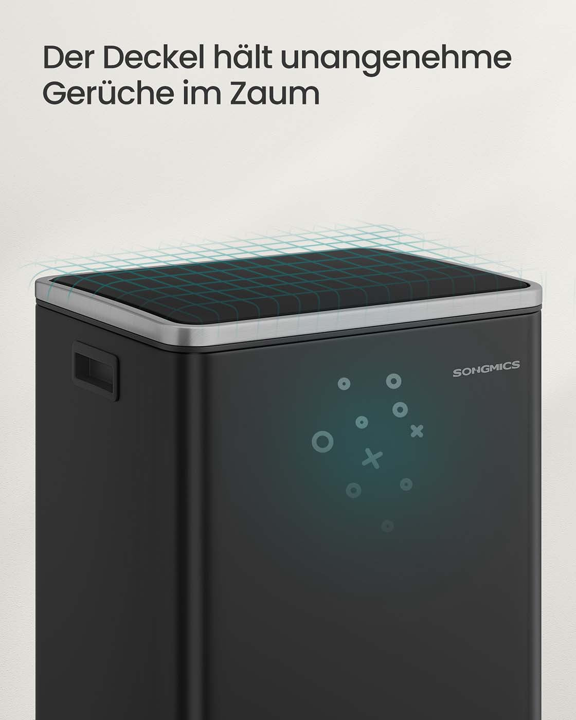 Återvinn bin 50 l med lock och handtag bläck -svart