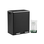 Skräp - med pedal - 2 fack - avtagbara inre hinkar - svart