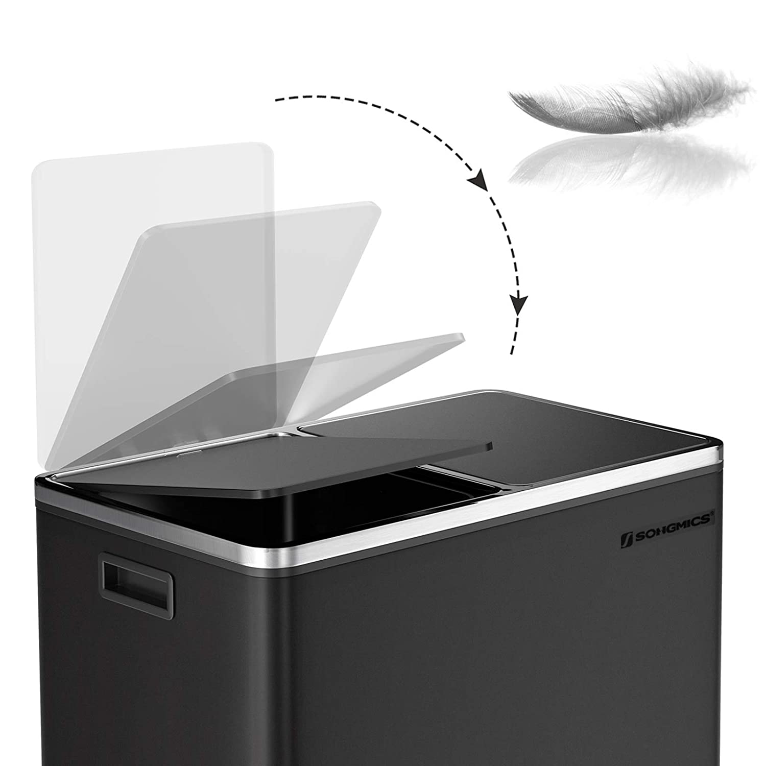 Skräp - med pedal - 2 fack - avtagbara inre hinkar - svart