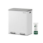 Avfallsbink - med 2 kurser - 2 x 30 L - Softclose - Pedal - White