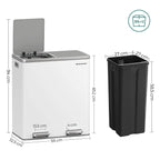 Avfallsbink - med 2 kurser - 2 x 30 L - Softclose - Pedal - White