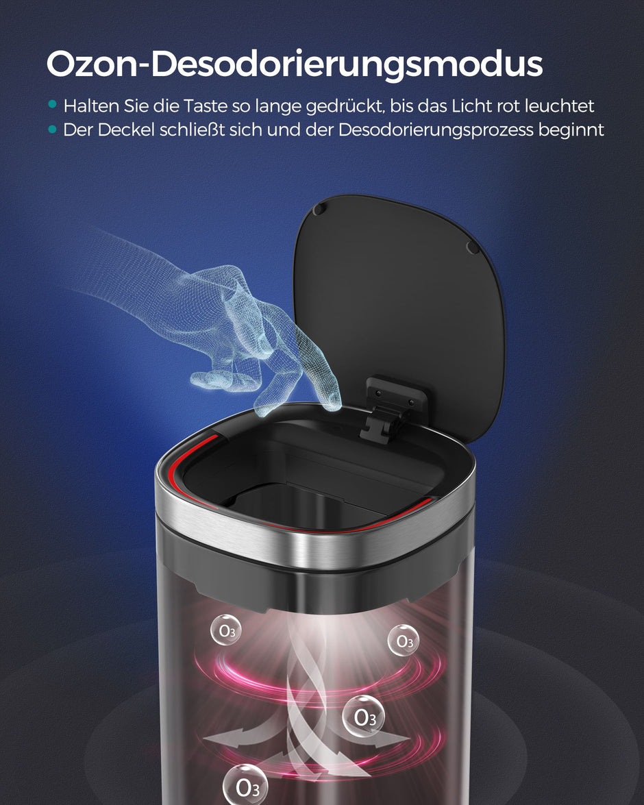 Soptunna med rörelsesensor 50 L silver