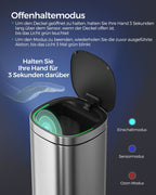 Skräpfack - med rörelsessensor - kök - 50 L - silver