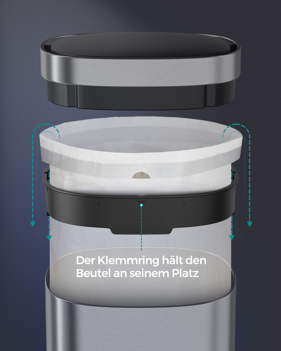 Soptunna med rörelsesensor 50 L silver