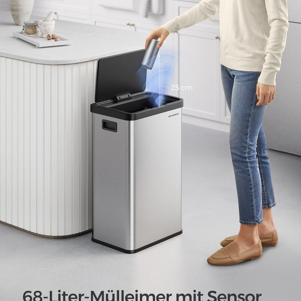 Soptunna med rörelsesensor – Stål – Metallic Silver