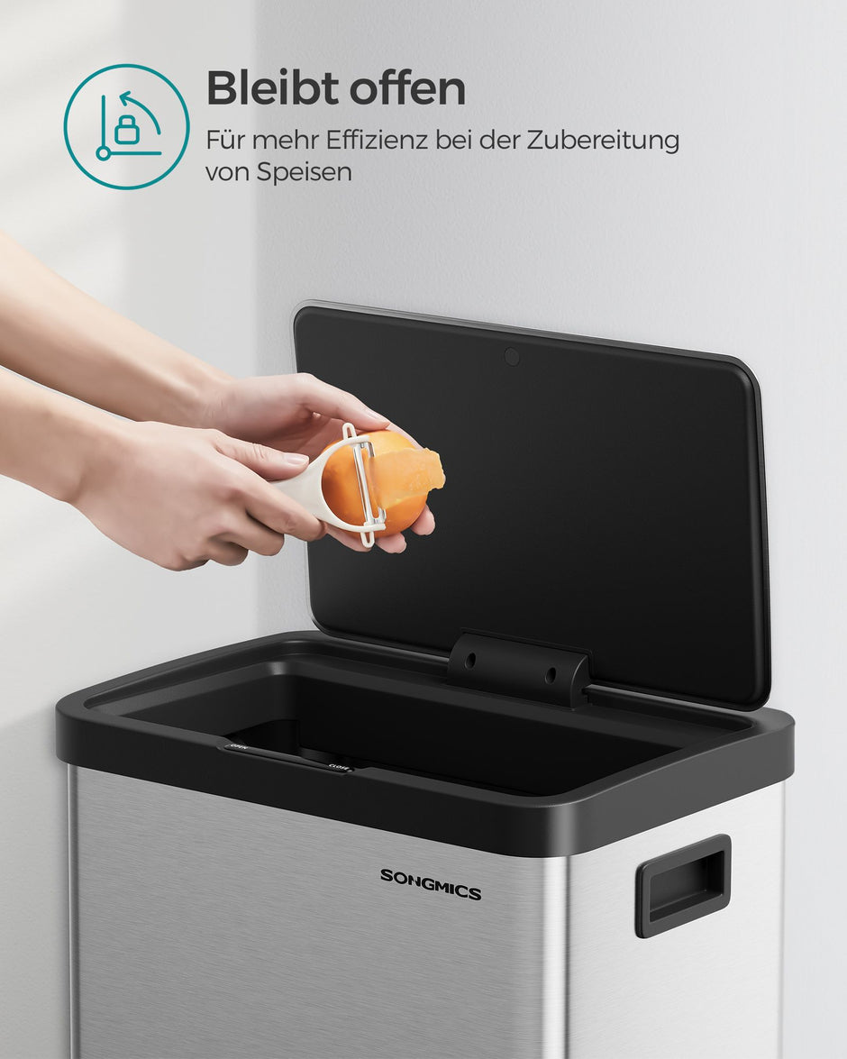 Soptunna med rörelsesensor – Stål – Metallic Silver