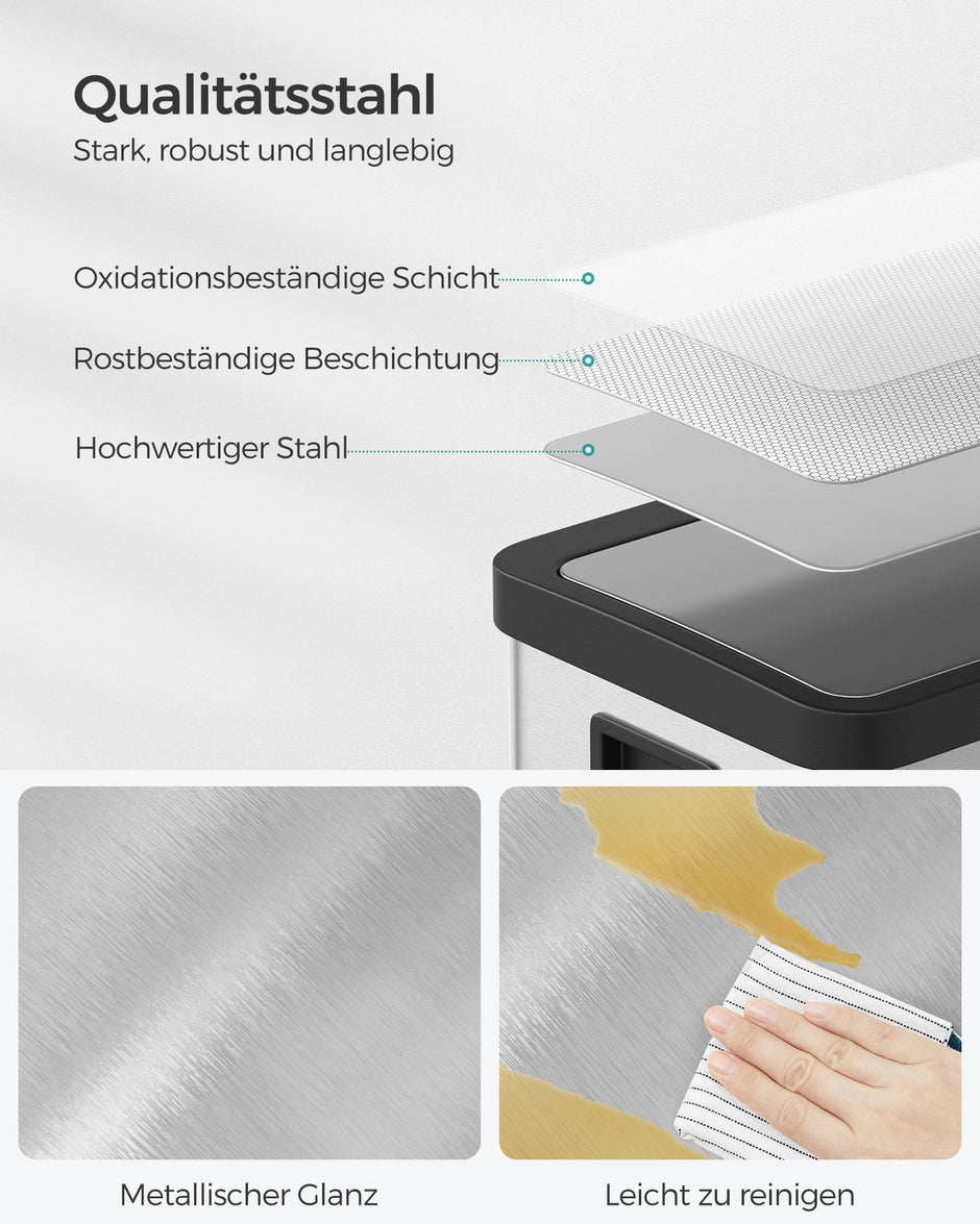 Soptunna med rörelsesensor – Stål – Metallic Silver