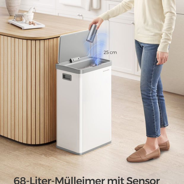 Soptunna – Rörelsesensor – Stål – Molnvit