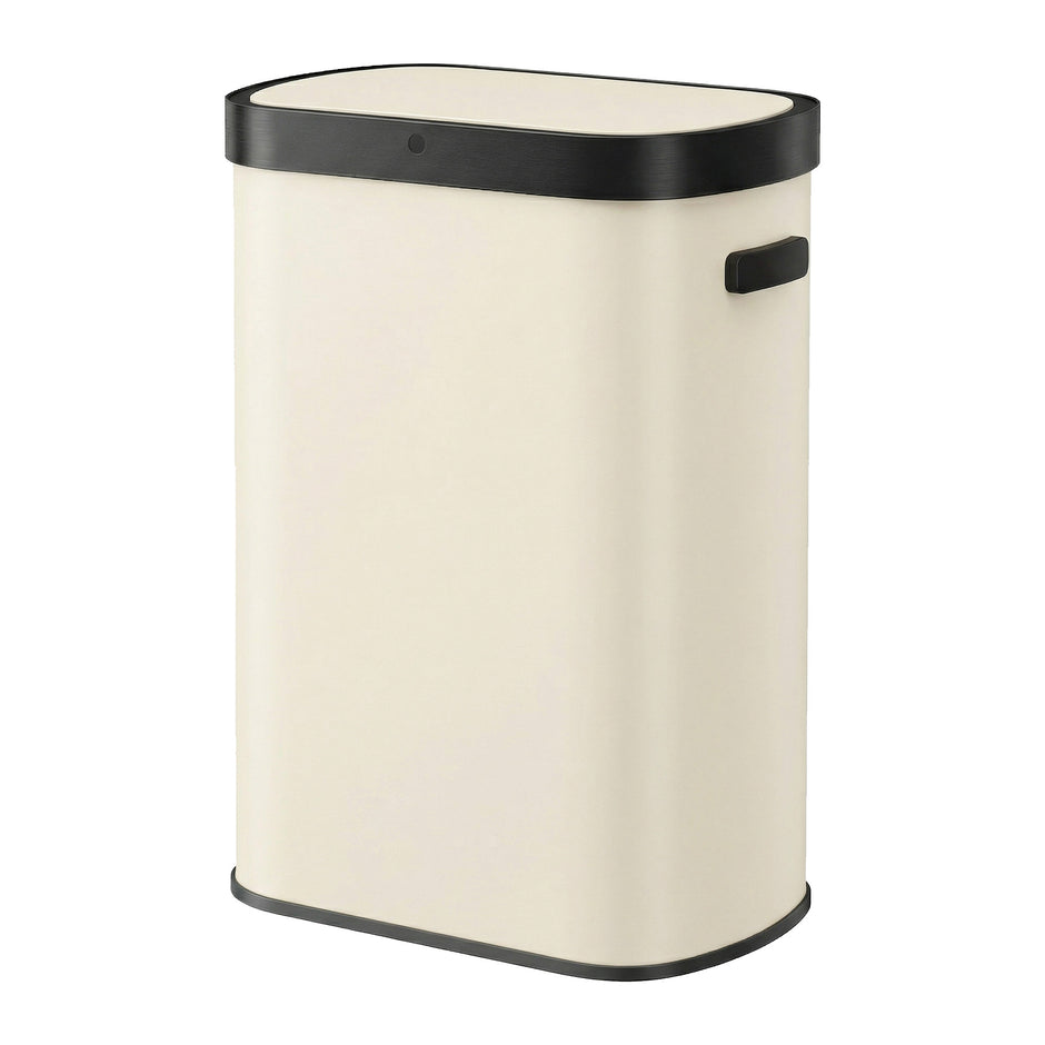 Sensor Prullenbak - 50 Liter - Soft-Close Deksel - Staal - Crème