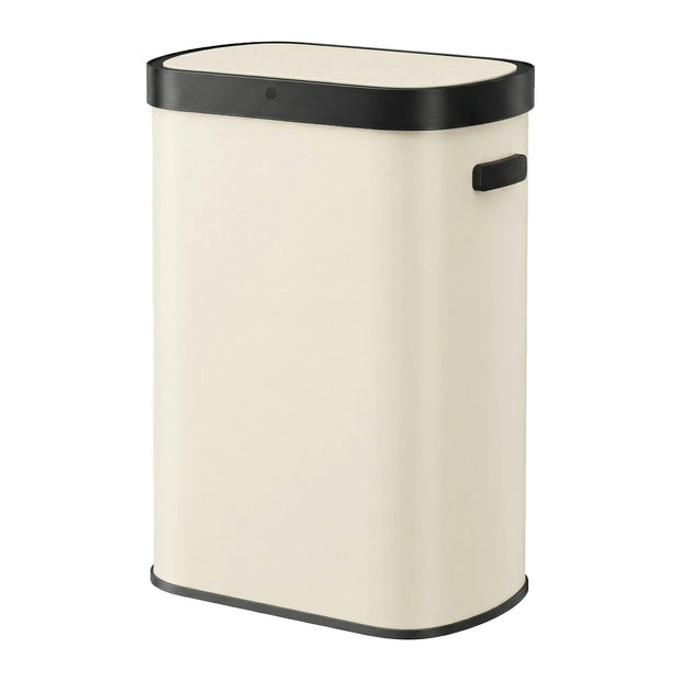 Sensor Prullenbak - 50 Liter - Soft-Close Deksel - Staal - Crème