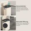 Sensor Prullenbak - 50 Liter - Soft-Close Deksel - Staal - Crème