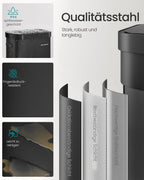 Papperskorgen – Automatisk med mjukstängande lock – Stål – Ink Black