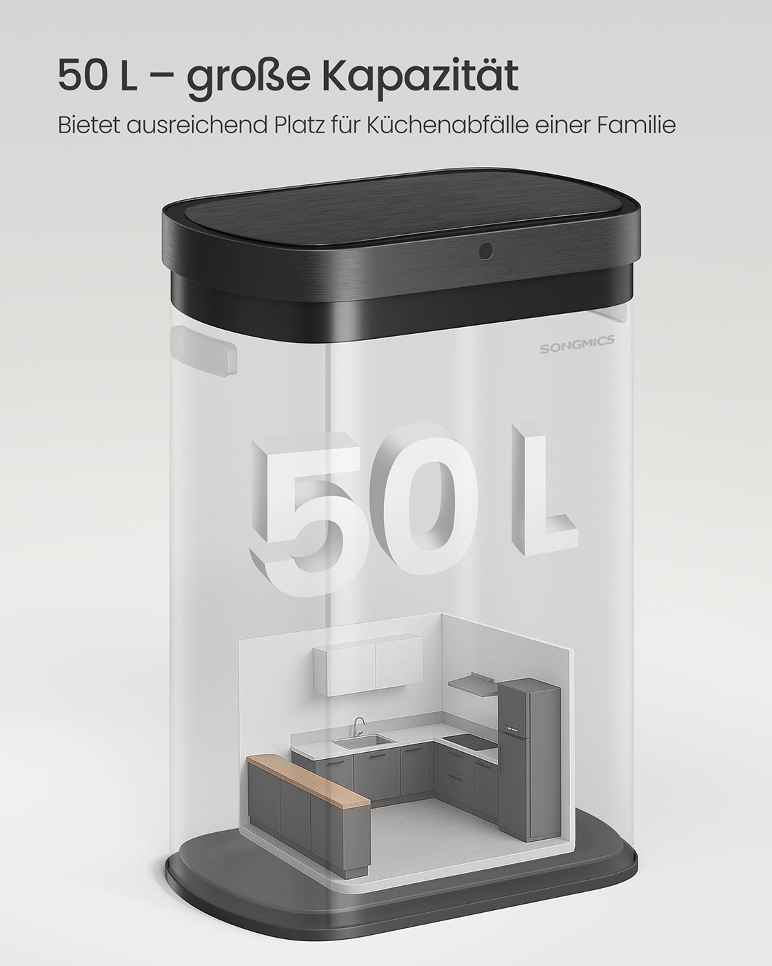 Papperskorgen – Automatisk med mjukstängande lock – Stål – Ink Black