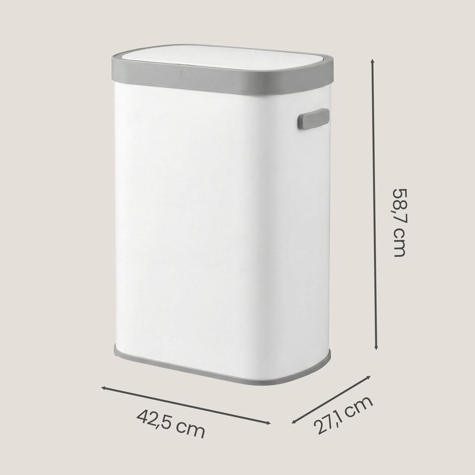 Sensor Prullenbak - 50 Liter - Soft-Close Deksel - Staal - Wit