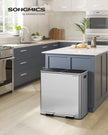 Prullenbak - 2 x 40 liter - 64,5 x 40,4 x 63,5 cm - 2 compartimenten - roestvrij staal en PP-kunststof - zilverzwart - met scharnierend deksel - soft-close - 10,6 kg