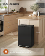 Kökssoptunna – 2 fack – mjukstängande lock – Ink Black