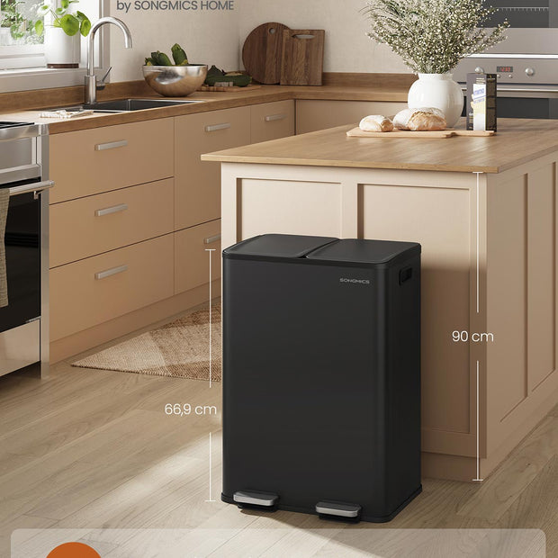 Kökssoptunna – 2 fack – mjukstängande lock – Ink Black