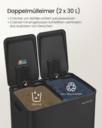 Kökssoptunna – 2 fack – mjukstängande lock – Ink Black