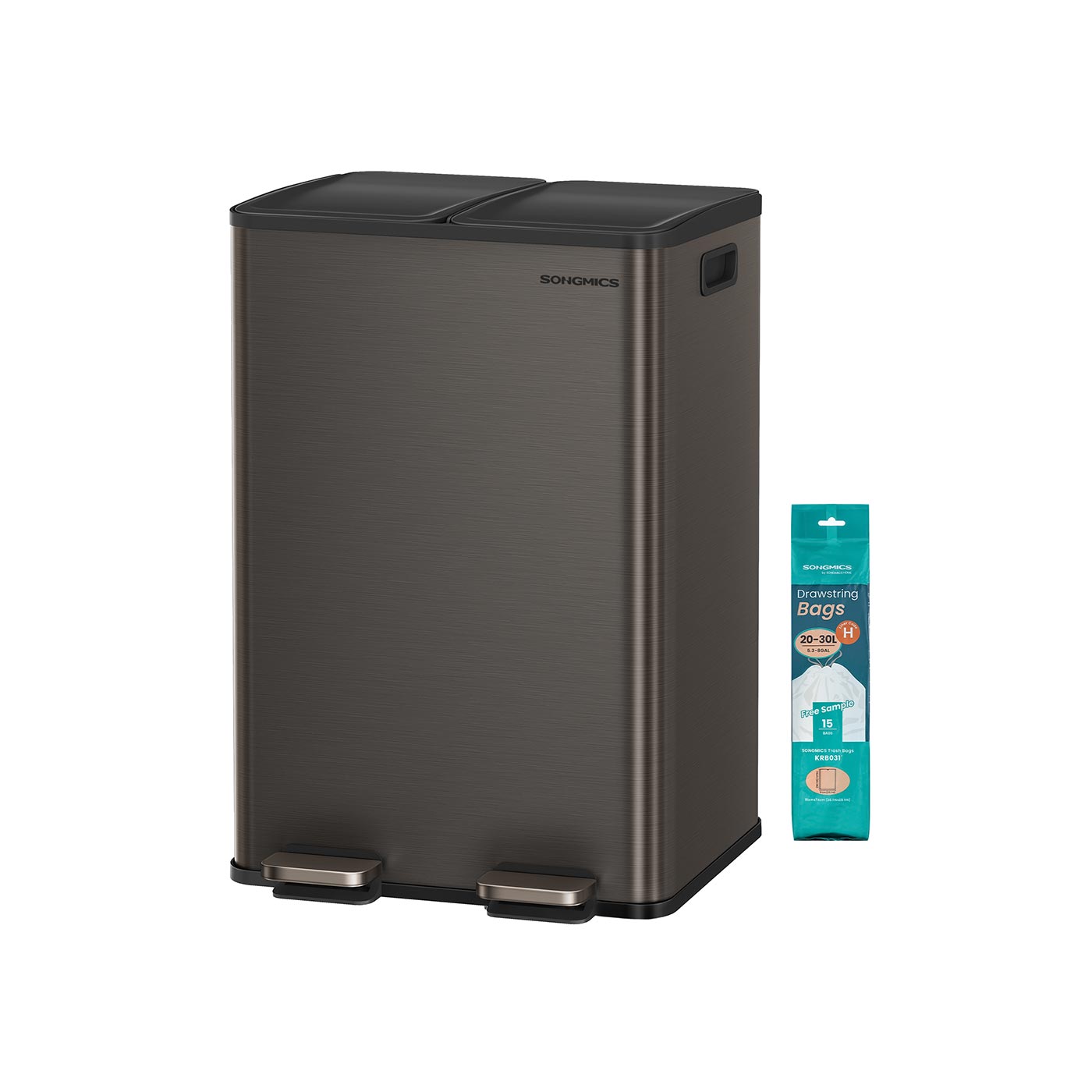 Kökssoptunna – 2 fack – mjukstängande lock – Ink Black