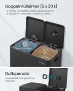 Papperskorgen – 2 fack – Soft Close Pedal och innerkorgar – Kök