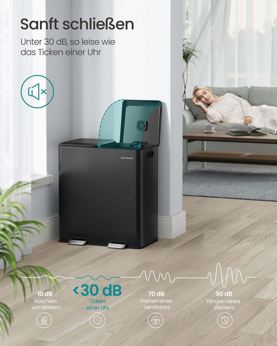 Papperskorgen – 2 fack – Soft Close Pedal och innerkorgar – Kök