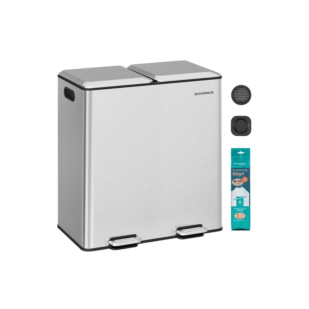 Papperskorgen – 2 fack – Soft Close Pedal och innerkorgar – Kök