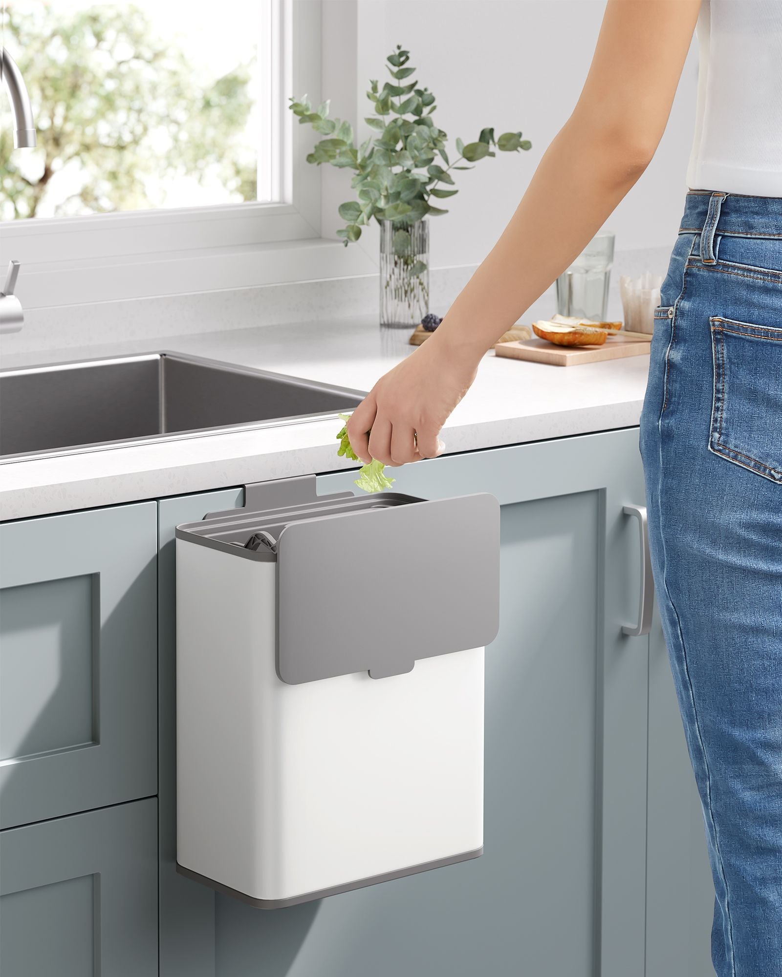 Skräp i bin-med lock för organiskt avfall av metall