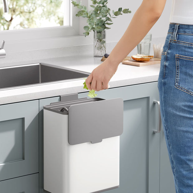 Hängande papperskorg – 8 liter – Stål – Molnvit