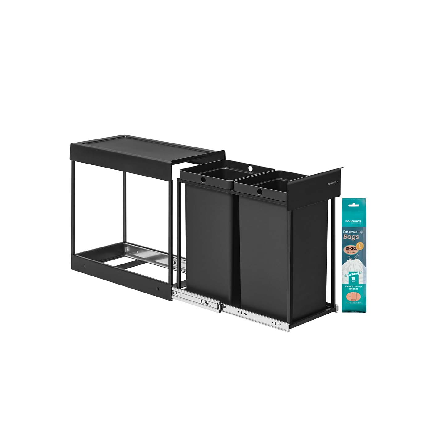 Papperskorgen – 2 fack – Utdragbart avfallssepareringssystem – Kök