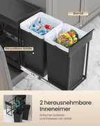 Papperskorgen – 2 fack – Utdragbart avfallssepareringssystem – Kök