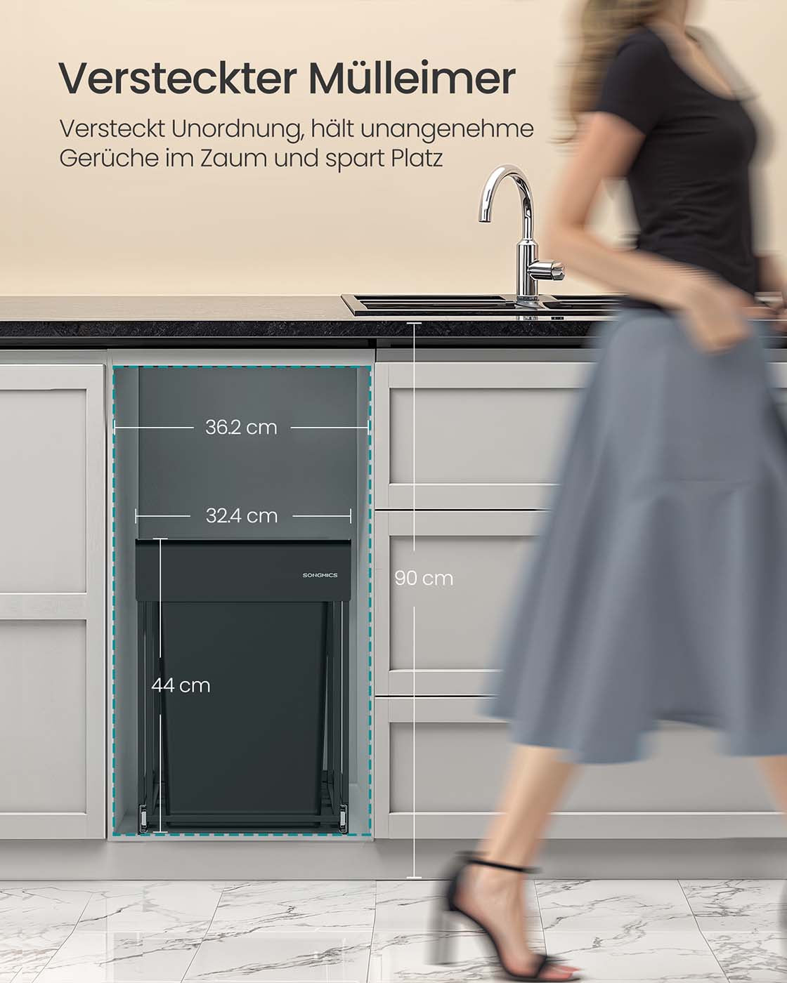 Papperskorgen – 2 fack – Utdragbart avfallssepareringssystem – Kök