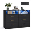 Commode - 40 x 119 x 81,2 cm - met ledverlichting en stekkerdoos - inktzwart - maximaal 75 kg bovenpaneelbelasting - maximaal 10 kg per lade
