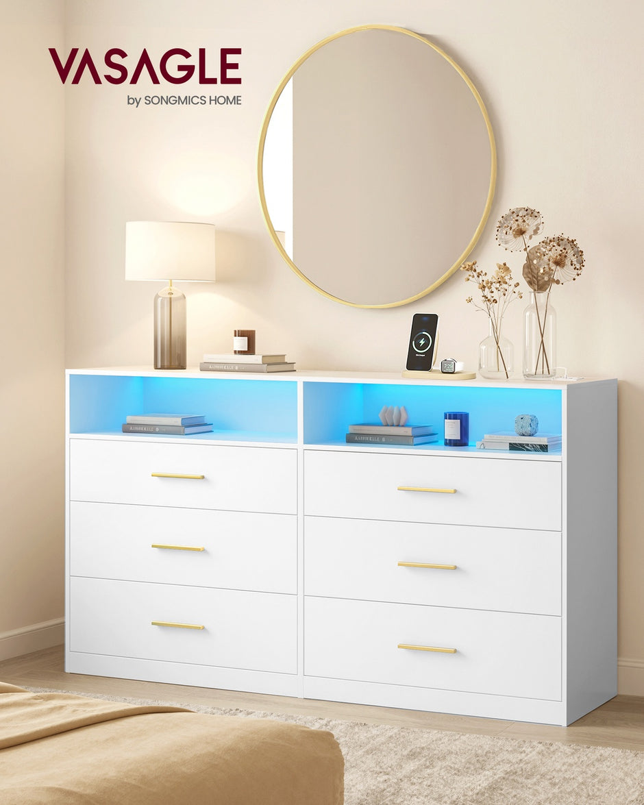 Commode - 40 x 119 x 81,2 cm - Wolkenwit - 10 kg per lade - 75 kg bovenpaneel - 39,9 kg