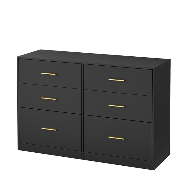 Commode - 6 Lades - Modern - 119 cm Breed - Zwart