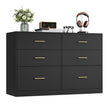 Commode - 40 x 119 x 78 cm - 6 lades - inktzwart - max. belasting bovenpaneel 75 kg - max. belasting per lade 10 kg