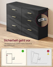 Commode - 40 x 119 x 78 cm - 6 lades - inktzwart - max. belasting bovenpaneel 75 kg - max. belasting per lade 10 kg