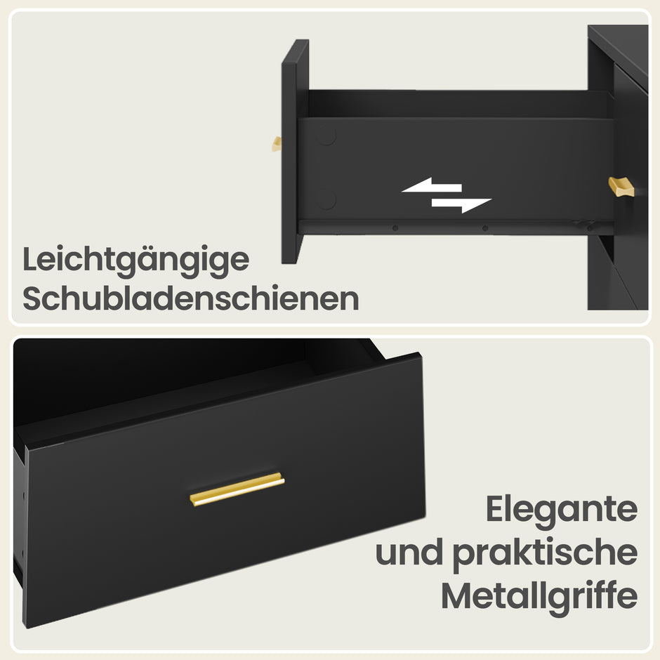 Commode - 6 Lades - Modern - 119 cm Breed - Zwart