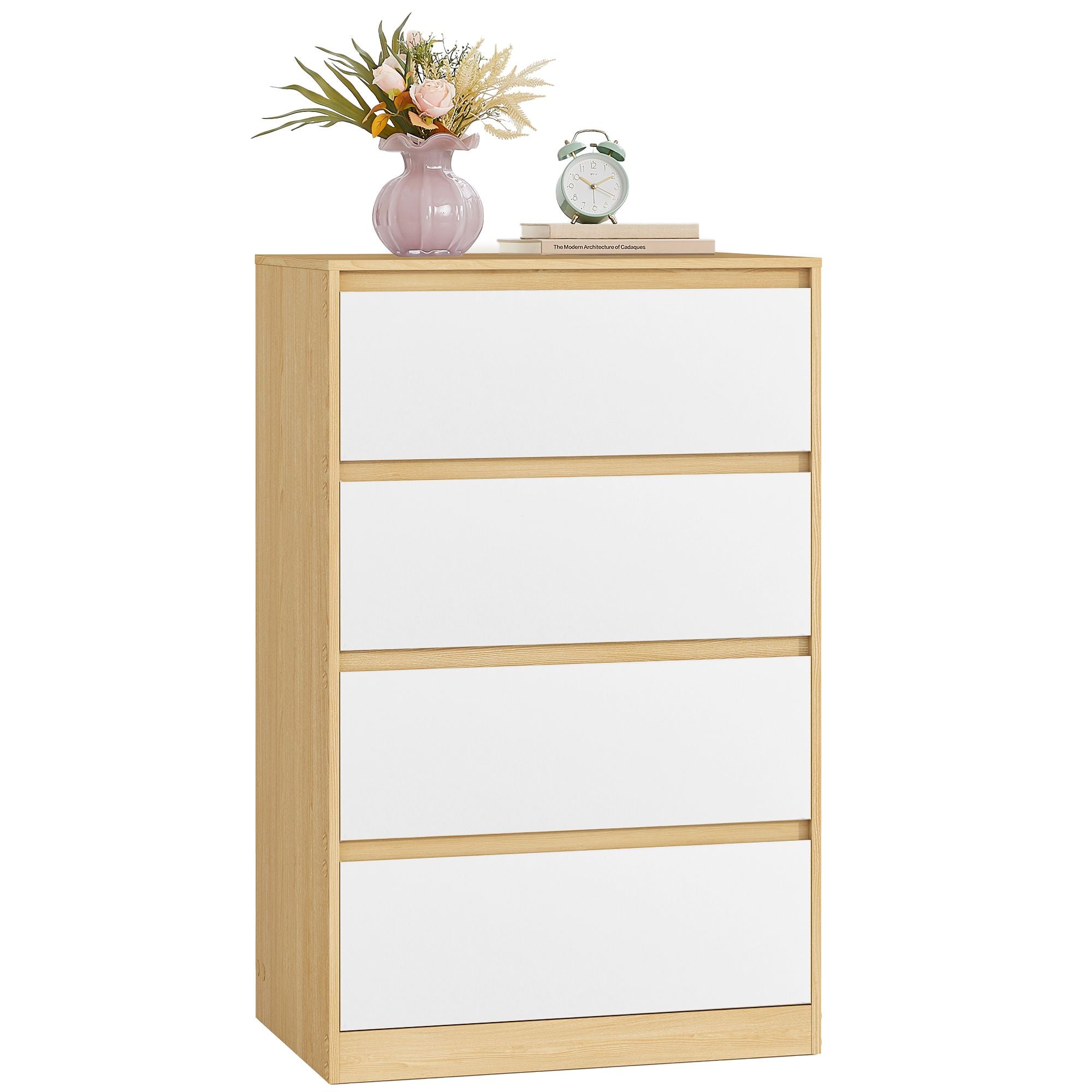 Nachtkastje - Met Lade - Eikenbeige en wolkwit - 60,2 x 40,4 x 97,4 cm