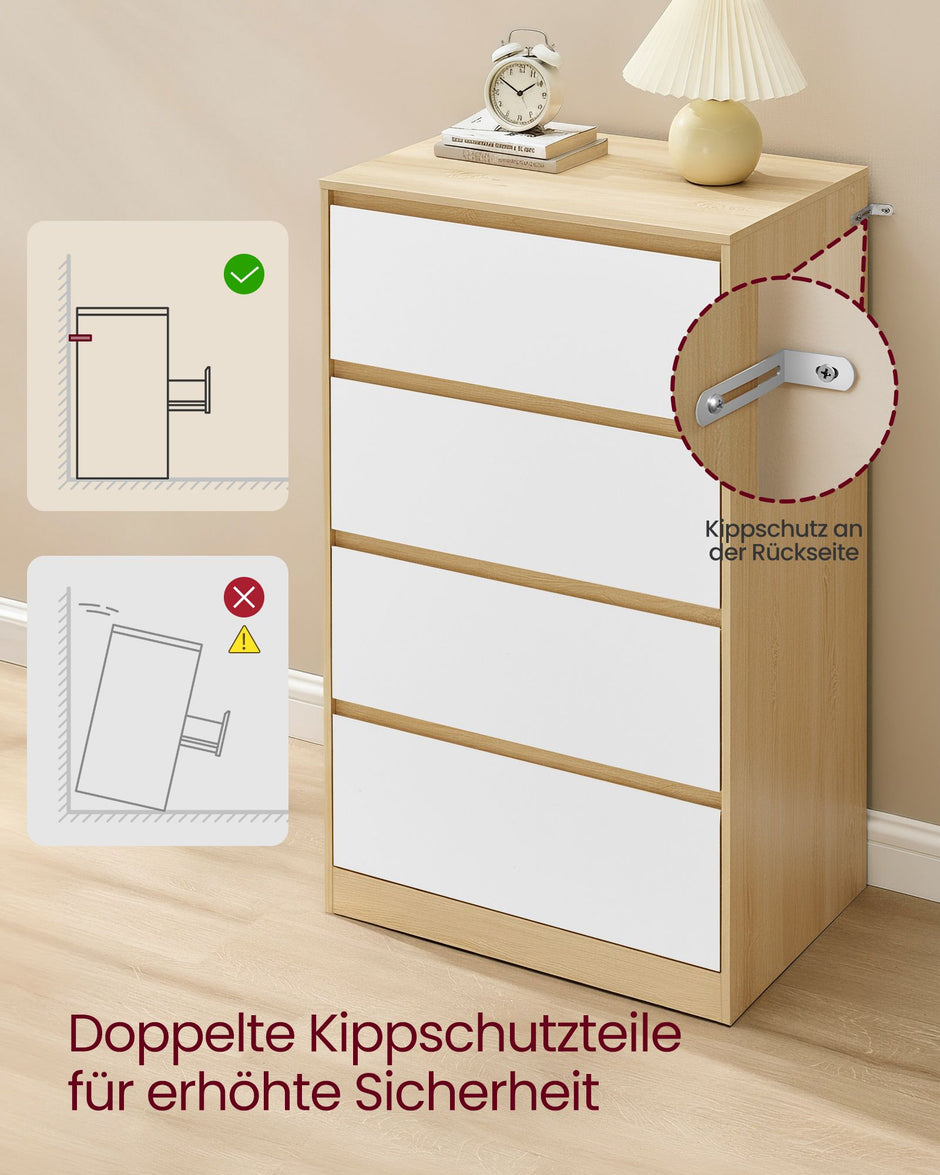 Nachtkastje - Met Lade - Eikenbeige en wolkwit - 60,2 x 40,4 x 97,4 cm