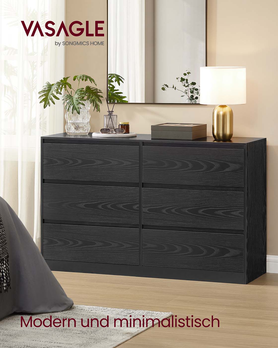 Sovrumsskåp - 6 lådor - Trä - Sovrum