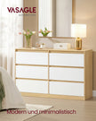 Commode - 6 Lades - Modern - 119 cm Breed - Amandelgeel-Wit
