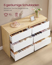 Commode - 6 Lades - Modern - 119 cm Breed - Amandelgeel-Wit