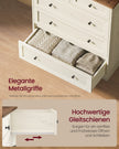 Commode - 5 Lades - Landelijke Stijl - 80 cm Breed - Vintage Wit-Honingbruin