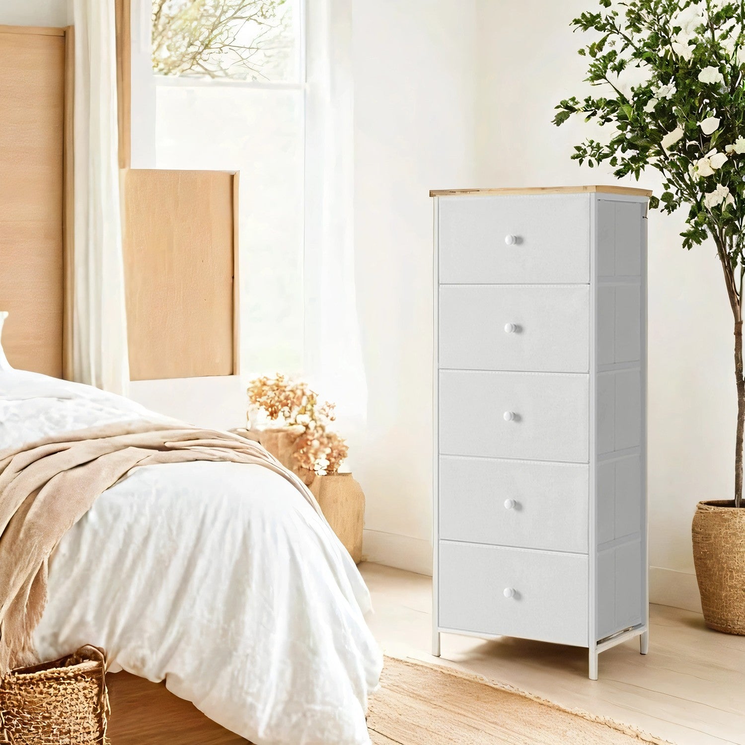 Byrå - 5 tyglådor - metallram - förvaringsskåp