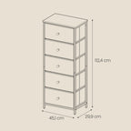 Byrå - 5 tyglådor - metallram - förvaringsskåp